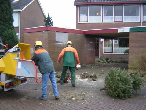 Kerstbomen versnipperen